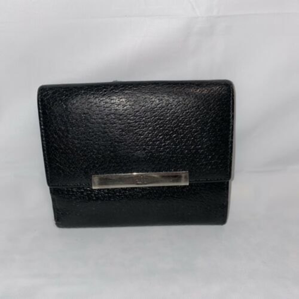 Gucci Wallet Purse Folding wallet Black Silver Woman Authentic Used Vintage